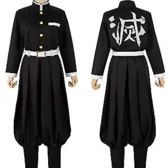 Demon Slayer Deluxe Kostume, Rengoku Kyoujurou Cosplay Kimono Outfit til Mænd, Japansk Anime Rollespil Kostume til Halloweenfest Comic Con (XL)