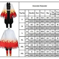 Demon Slayer Deluxe Kostume, Rengoku Kyoujurou Cosplay Kimono Outfit til Mænd, Japansk Anime Rollespil Kostume til Halloweenfest Comic Con (XL)
