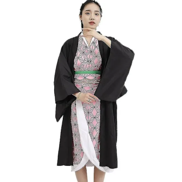 Demon Slayer Kamado Nezuko Kostume Outfit Sæt Med Bambusrekvisitter 2XL