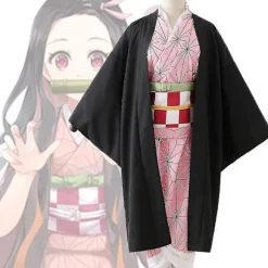 Demon Slayer Kamado Nezuko Kostume Outfit Sæt Med Bambusrekvisitter M
