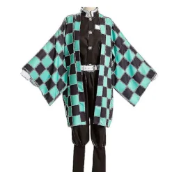 Demon Slayer Kamado Tanjirou Kimono Outfit Anime Fancy Up Kostume Rollespil Dragt L