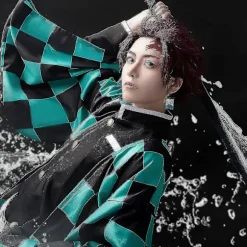 Demon Slayer Kamado Tanjirou Kimono Outfit Anime Fancy Up Kostume Rollespil Dragt L