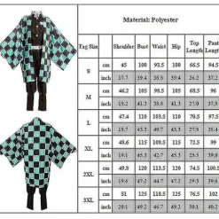 Demon Slayer Kamado Tanjirou Kimono Outfit Anime Fancy Up Kostume Rollespil Dragt L