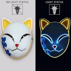Demon Slayer Kimetsu LED Maske Rekvisitter Sabito Halloween Fest Lys Masker Til Voksne Yellow 1 Pcs