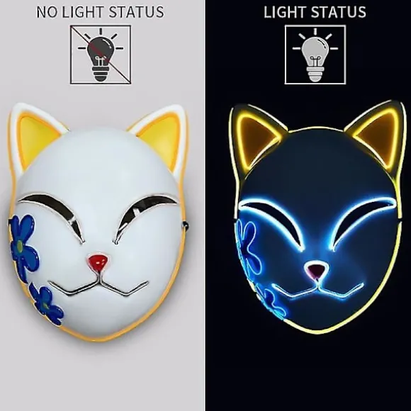 Demon Slayer Kimetsu LED Maske Rekvisitter Sabito Halloween Fest Lys Masker Til Voksne Yellow 1 Pcs