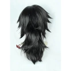 Demon Slayer Kimetsu no Yaiba Tomioka Giyuu Cosplay Paryk Sort Clip Hestehale Varmebestandigt Syntetisk Hår Anime Parykker + Parykhætte One Size