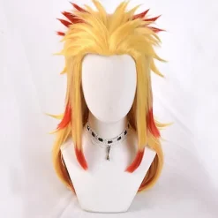 Demon Slayer Rengoku Kyoujurou Cosplay Kostume til Festudklædning Halloween Party Anime Sæt Gave Kun Only Wig One Size - Wig