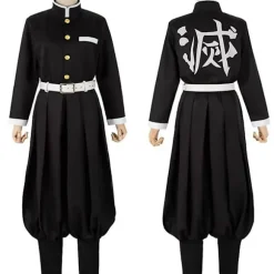 Demon Slayer Rengoku Kyoujurou Cosplay Party Kostume Outfits Halloween Party Anime og Gave - Perfekt Outfits with Wig S