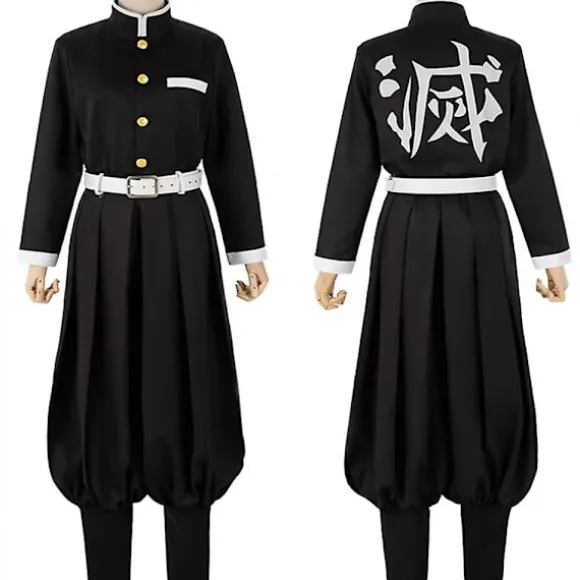 Demon Slayer Rengoku Kyoujurou Cosplay Party Kostume Outfits Halloween Party Anime og Gave - Perfekt Outfits with Wig S