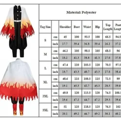 Demon Slayer Rengoku Kyoujurou Cosplay Party Kostume Outfits Halloween Party Anime og Gave - Perfekt Outfits with Wig S
