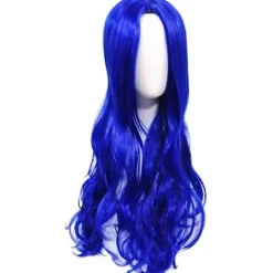 Descendants 3 Evie Cosplay Hårparyk Halloween Karnevalsfest Blå Krøllet Lang Paryk Outfit, CJY