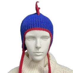 Dinosaur Hue Sjov Hat Dinosaur Øreklap Hue Strikket Dinosaur Hat Mohawk Hat Red