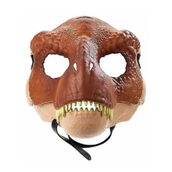 Dinosaurmaske med åbnende kæbe, øjen- og næseåbninger og sikker