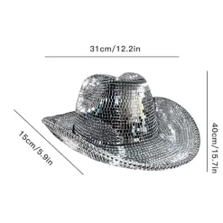 Disco Cowboy Hat Fuld Spejl Western Top Hat Feriebold Klæd Ud