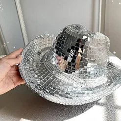 Disco Cowboy Hat Fuld Spejl Western Top Hat Feriebold Klæd Ud