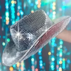 Disco kugle cowboyhat, spejlkugle cowboyhat, polterabend KLB