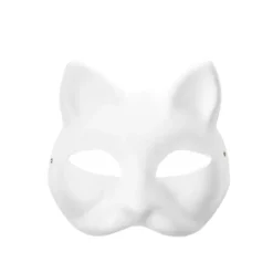 DIY Blanke Rævekatte masker, Hvide Papir masker, Blanke masker til maling, Håndmalede Kunsthåndværksmasker, til Maskerade Kunst Cosplay Dans og Fest | Fyndiq