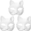 DIY Hvid Kat Therian Maske - Halloween Dyre Cosplay Ansigtsmalingsmaske