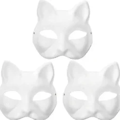 DIY Hvid Kat Therian Maske - Halloween Dyre Cosplay Ansigtsmalingsmaske