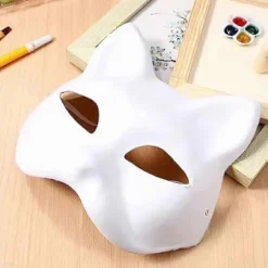 DIY Hvid Kat Therian Maske - Halloween Dyre Cosplay Ansigtsmalingsmaske
