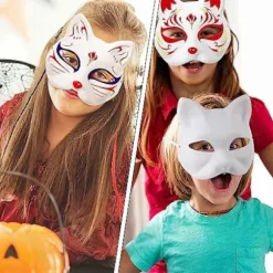 DIY Hvid Kat Therian Maske - Halloween Dyre Cosplay Ansigtsmalingsmaske