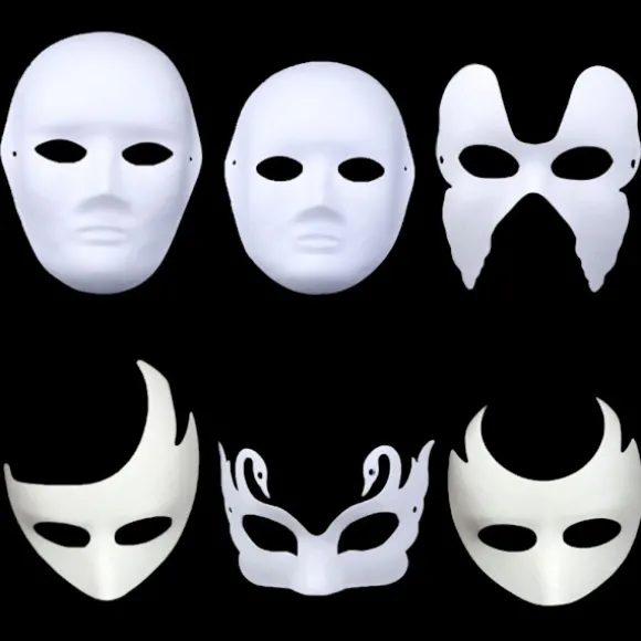 DIY Hvid Papirmaske Hvid Pulpmaske Håndmalet Kreativ Personlighed Fri Design Maske (Kat, 5 stk)