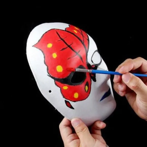 DIY Hvid Papirmaske Hvid Pulpmaske Håndmalet Kreativ Personlighed Fri Design Maske (Kat, 5 stk)