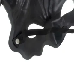 Djævle Halloween-maske med horn, rød/sort, elastisk bånd