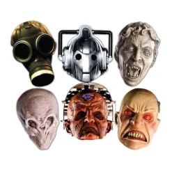 Doctor Who Monstre Halloween Kort Udklædningsmasker Sæt med 6 (Cybermand, Silent, Smiler, Davros, Tomt Barn og Grædende Engel) (FMY)