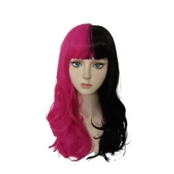 Draculaura Cosplay Kostume Paryk Lang Sort Pink Varmebestandigt Syntetisk Hår Halloween Fest Rollespil Karneval Rekvisitter A