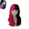 Draculaura Cosplay Kostume Paryk Lang Sort Pink Varmebestandig Syntetisk Hår Halloweenfest Rollespil Karneval Rekvisitter