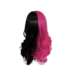 Draculaura Cosplay-kostume med paryk, langt sort og pink varmebestandigt syntetisk hår, Halloweenfest, rollespil, karnevalsrekvisitter B One Size B