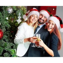 Dww-(30x50, rød og grøn) Julemandshat, Julemandshat voksen (kvinde), Pom-pom-hue i fløjl (kvinde), Nyhed Stribet Variant Jul D