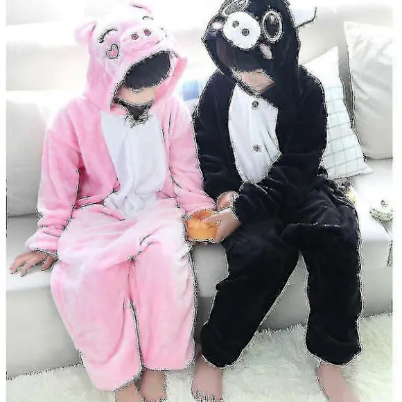 Dyredragt Onesie Kvinder Flanel Pyjamas Sæt Voksen Unisex Mænd Halloween Grise Cosplay Kostume Par-lingling} Pink Pig 10T(Height 125-134CM