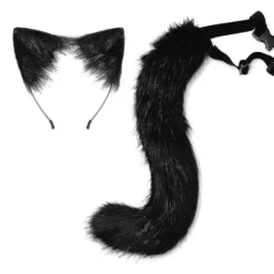 Dyreeksører Kawaii Plys Katteører Hårklemme Lolita Hovedbeklædning Halloween Cosplay, Sort
