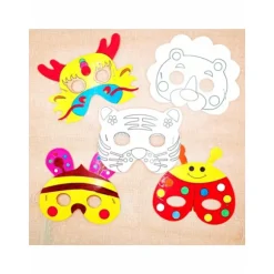 Dyremaske, 8 stk., DIY hvid malermaske, fødselsdagsfestmaske, håndværksmalermaske med pen, jul, halloween, advent, julegave, B