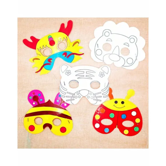 Dyremaske, 8 stk., DIY hvid malermaske, fødselsdagsfestmaske, håndværksmalermaske med pen, jul, halloween, advent, julegave, B