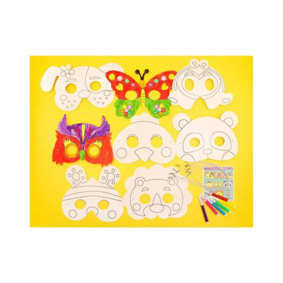 Dyremaske, 8 stk., DIY hvid malermaske, fødselsdagsfestmaske, håndværksmalermaske med pen, jul, halloween, advent, julegave, B