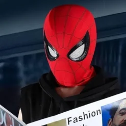 Edderkoppemaske med bevægelige øjne, helmaske med hagestyring af øjenstørrelse, helte-cosplaymaske til børn/voksne