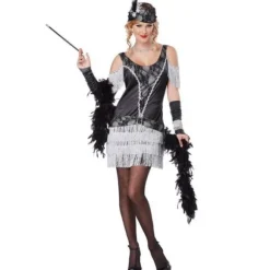 Elegant Flapper Charleston Razzle Dazzle Maskeraddräkt Black M
