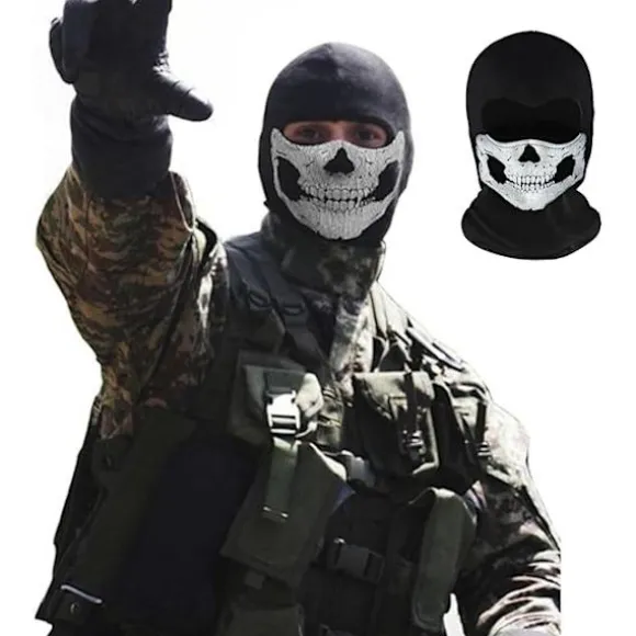 En Størrelse Hodeskalle Spøgelsesmaske Call of Duty Maske Sort Fuld Ansigt Cykel Sk
