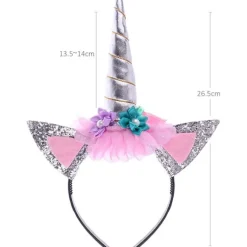 Enhjørninge-pandebånd med blomster Halloween hat Maskeradefilt Hea