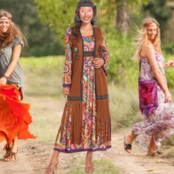 60'er kostume kvinder, hippie kvindesæt, 70'er disco halloween outfits, hippie tøj kvindekostume, 60'er tøj tilbehør[qb] L