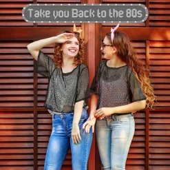 80'er Neon Festtøj Kostume Tilbehør Sæt, 1980'er Retro Tema Fest Dekoration Outfit til Kvinder Piger A A 1PCS