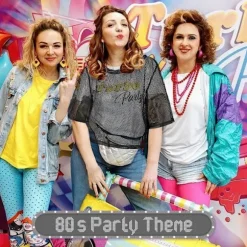 80'er Neon Festtøj Kostume Tilbehør Sæt, 1980'er Retro Tema Fest Dekoration Outfit til Kvinder Piger A A 1PCS