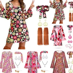 1970'er og 1980'er kostume til hippie kostume til kvinder disco kostume pink M