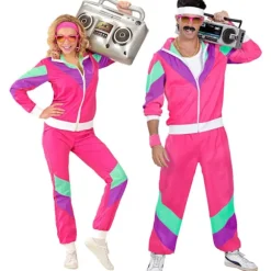80'er Shellsuit Jakke og Bukser, Retro Træningsdragt til Mænd, XXL