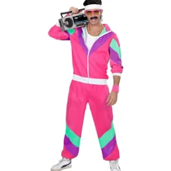 80'er Shellsuit Jakke og Bukser, Retro Træningsdragt til Mænd, XXL