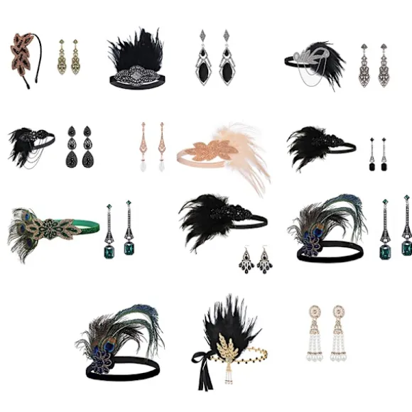 1920'erne Flapper Costume Pandebånd Halskæde Handske Armbånd Gatsby M F Onesize