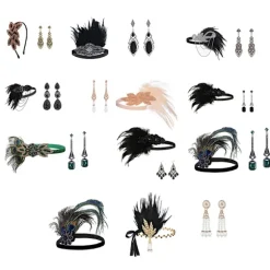 1920'ernes Flapper Kostume Pandebånd Halskæde Handske Armbånd Gatsby M E-FS- E Onesize